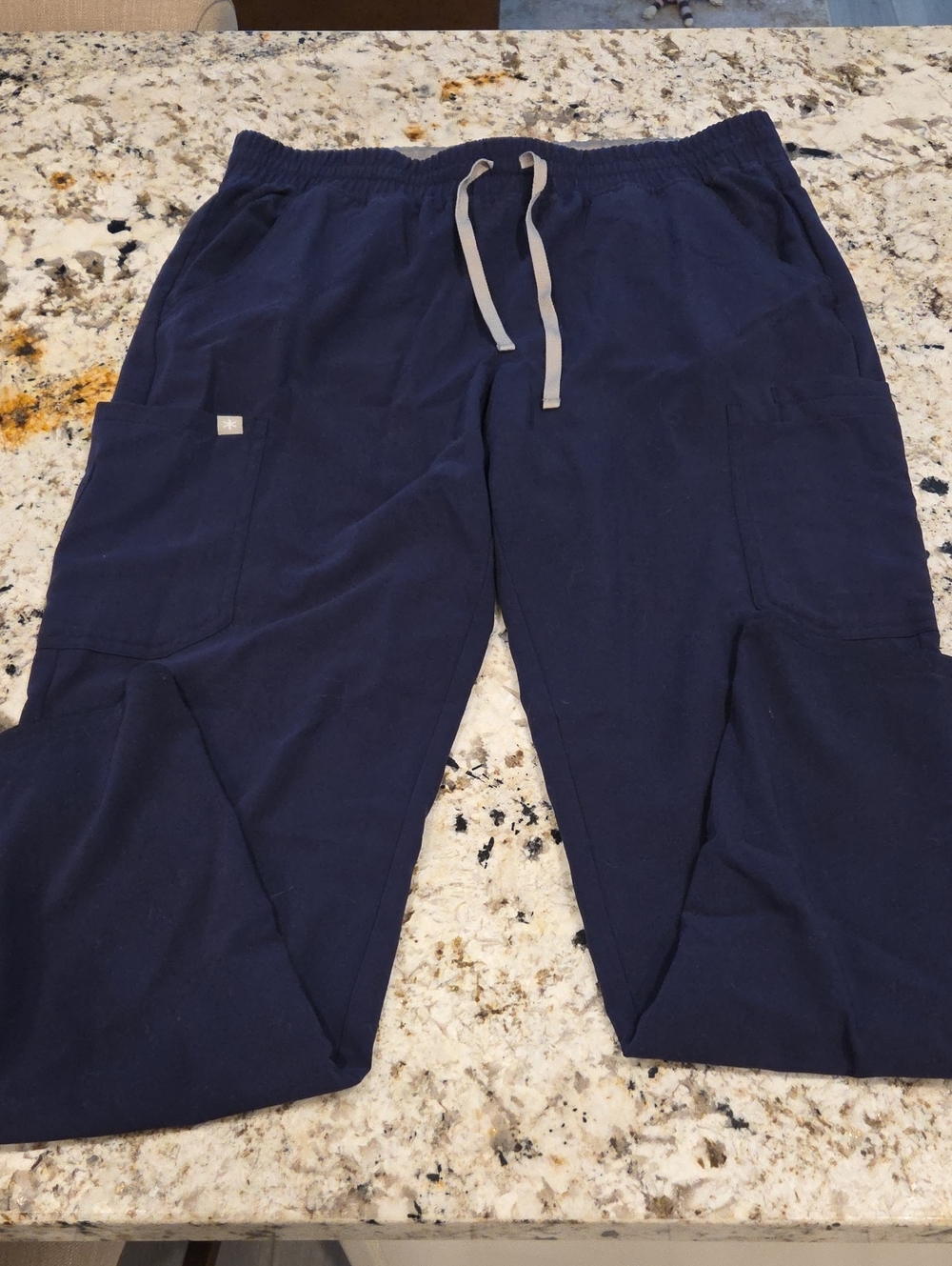 Womens Navy Drawstring Cargo Scrub Pants